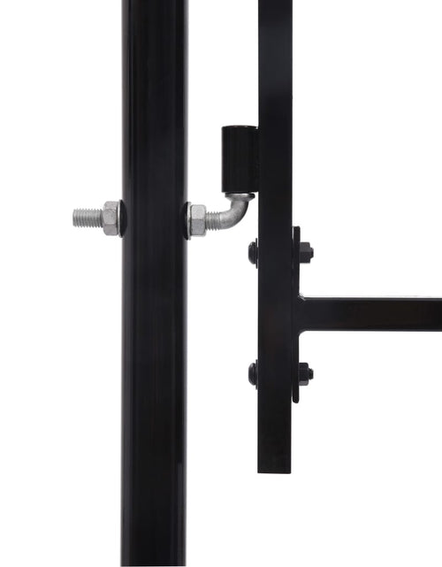 Загрузите изображение в средство просмотра галереи, Poartă de gard cu o ușă, vârf arcuit, negru, 1 x 1 m, oțel Lando - Lando
