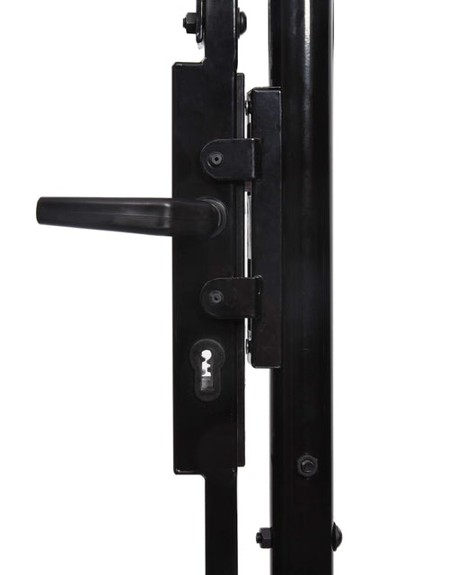 Încărcați imaginea în vizualizatorul Galerie, Poartă de gard cu o ușă, vârf arcuit, negru, 1 x 1,2 m, oțel Lando - Lando
