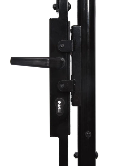 Загрузите изображение в средство просмотра галереи, Poartă de gard cu o ușă, vârf arcuit, negru, 1 x 1,5 m, oțel Lando - Lando
