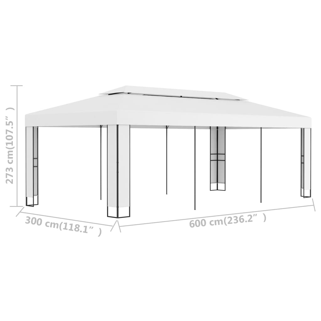 Pavilion cu acoperiș dublu, alb, 3 x 6 m Lando - Lando