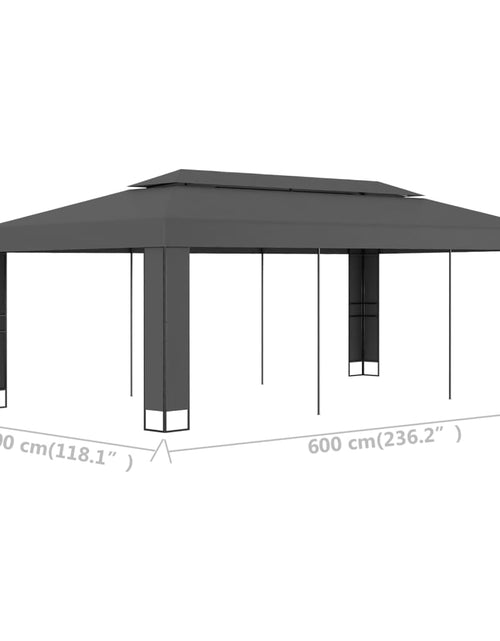 Încărcați imaginea în vizualizatorul Galerie, Pavilion cu acoperiș dublu, antracit, 3 x 6 m Lando - Lando
