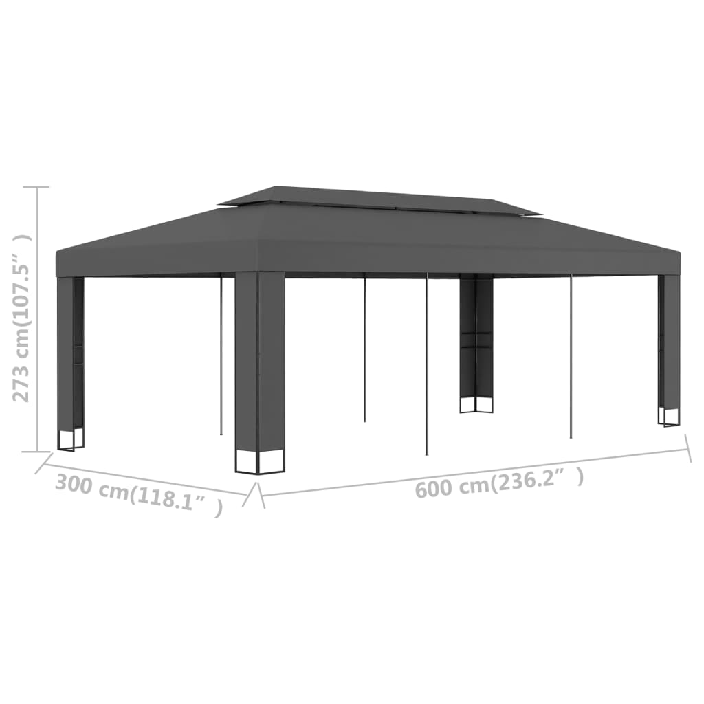 Pavilion cu acoperiș dublu, antracit, 3 x 6 m Lando - Lando