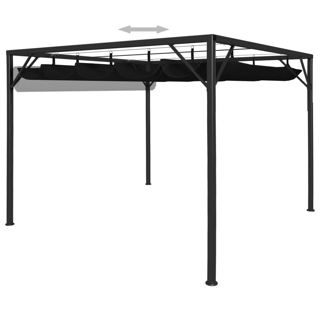 Pavilion de grădină cu acoperiș retractabil, antracit, 3 x 3 m Lando - Lando