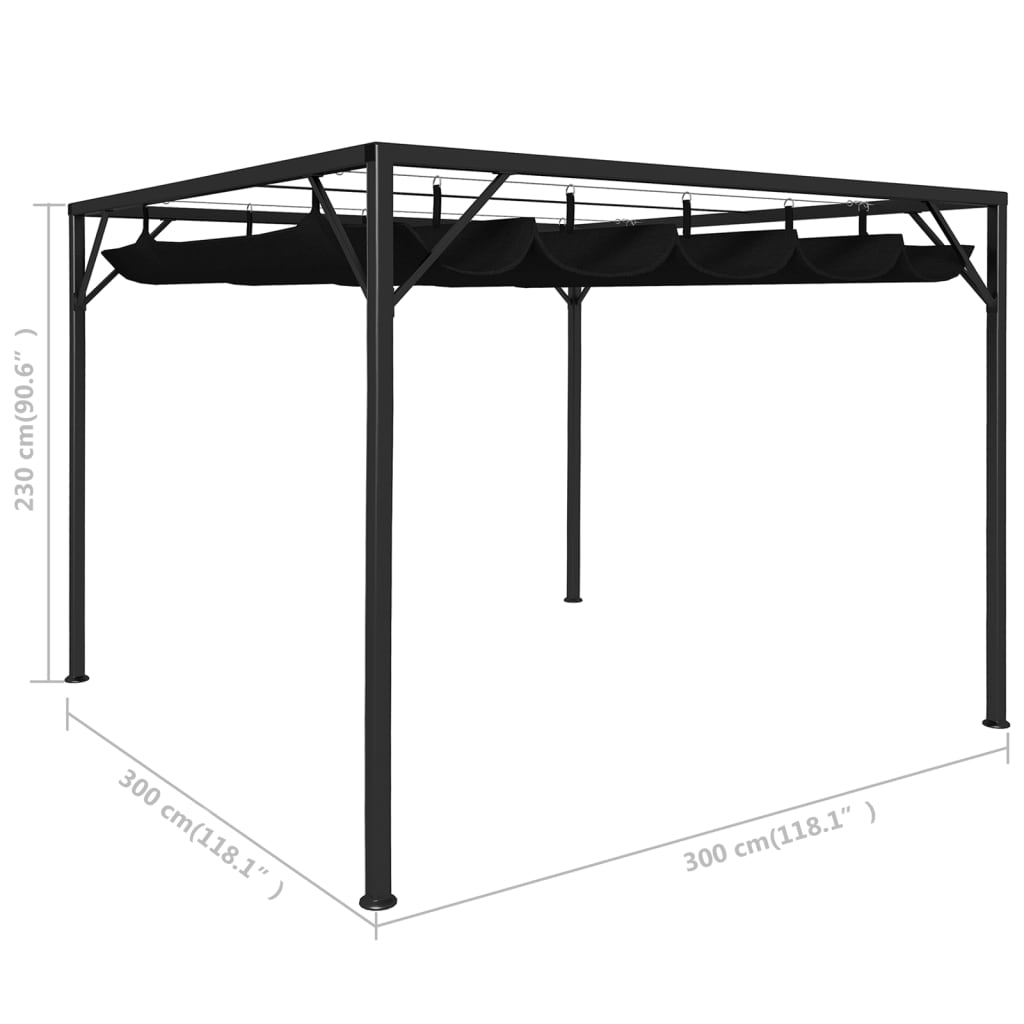 Pavilion de grădină cu acoperiș retractabil, antracit, 3 x 3 m Lando - Lando