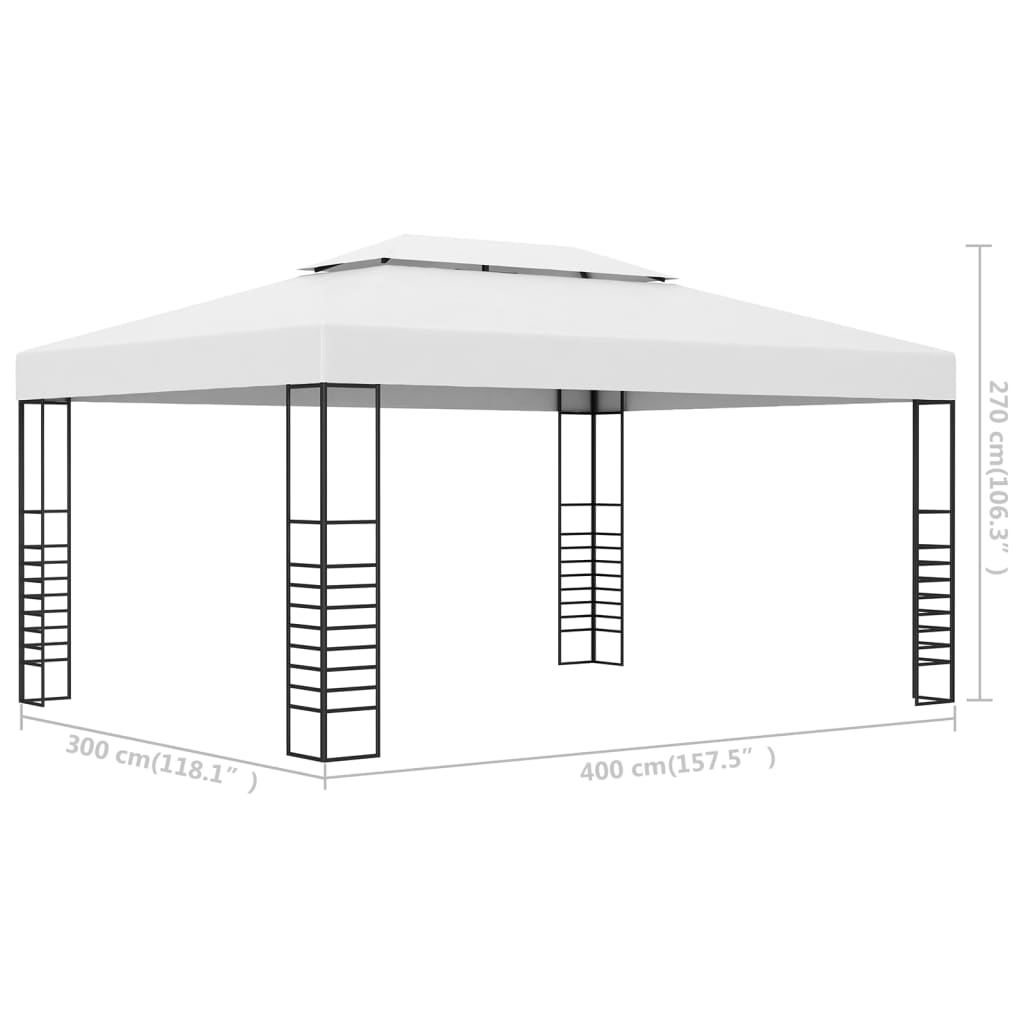 Pavilion de grădină, alb, 4x3x2,7 cm, oțel vopsit electrostatic Lando - Lando