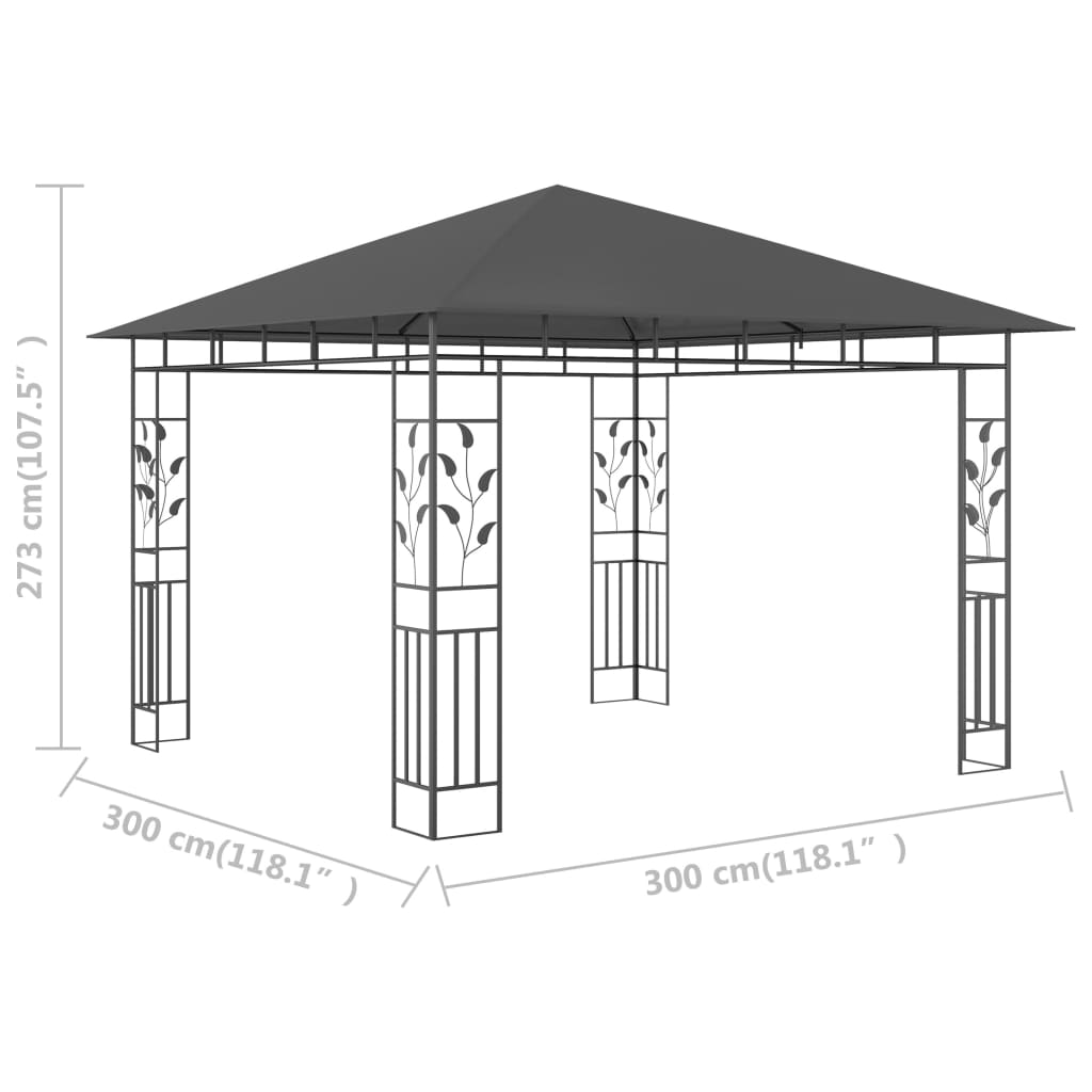 Pavilion cu plasă anti-țânțari, antracit, 3x3x2,73 m, 180 g/m² Lando - Lando