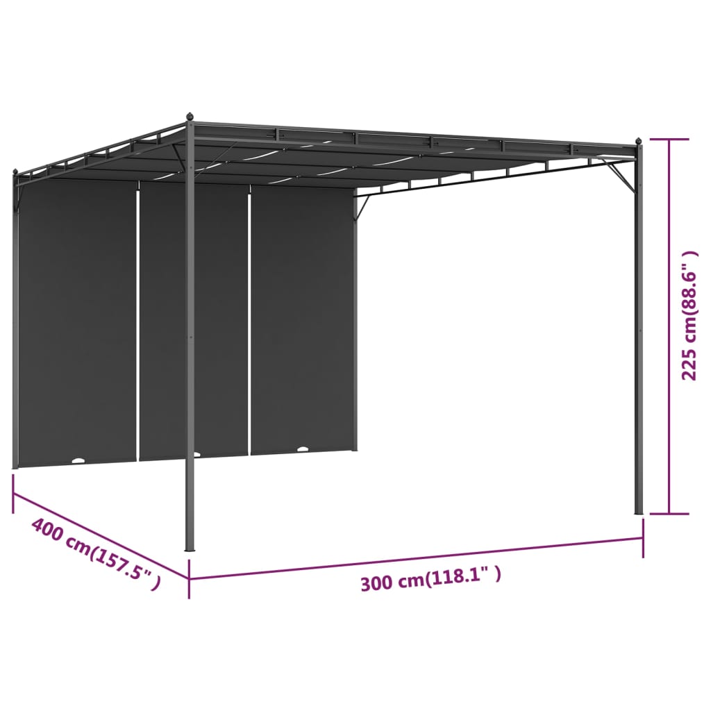 Pavilion de grădină cu perdea laterală, antracit, 4x3x2,25 m Lando - Lando
