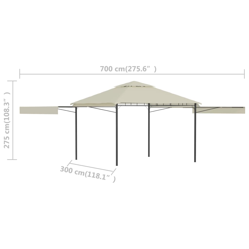 Pavilion cu acoperiș dublu extins, 3x3x2,75 m, crem, 180 g/m² Lando - Lando