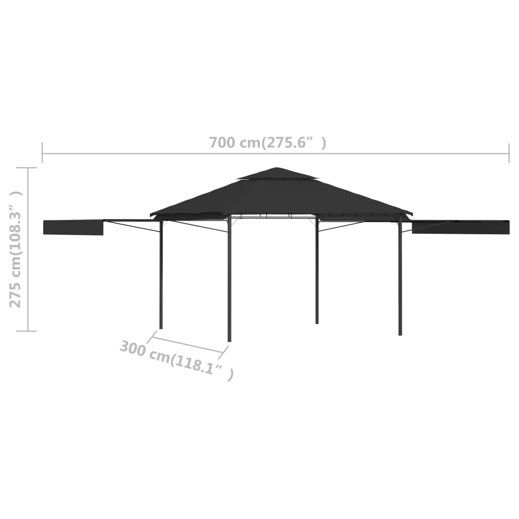 Pavilion cu acoperiș dublu extins 3x3x2,75 m antracit 180 g/m² Lando - Lando
