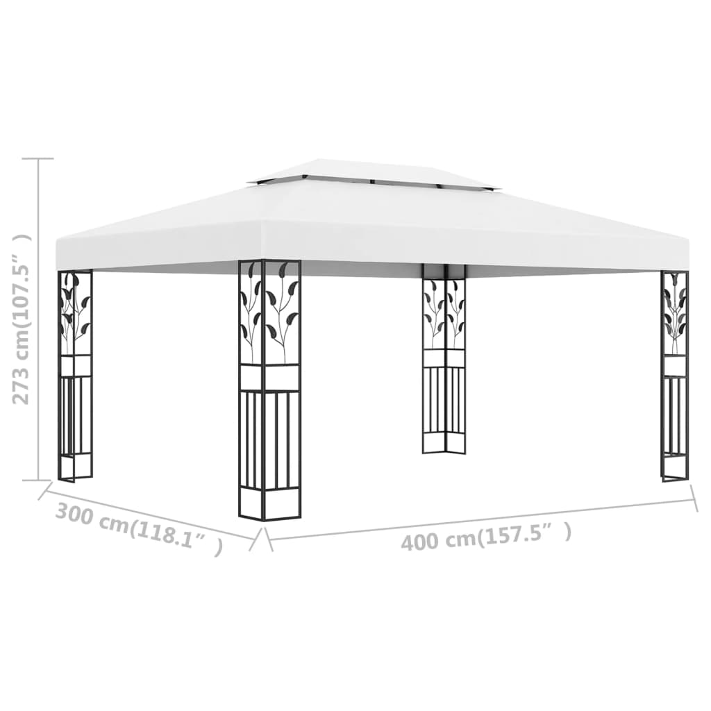 Pavilion cu acoperiș dublu, alb, 3 x 4 m. Lando - Lando