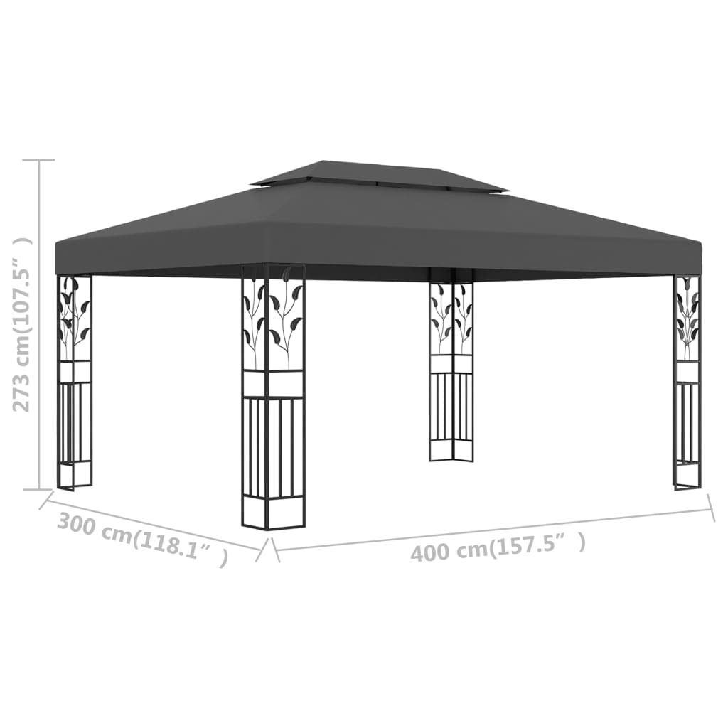 Pavilion cu acoperiș dublu, antracit, 3 x 4 m Lando - Lando