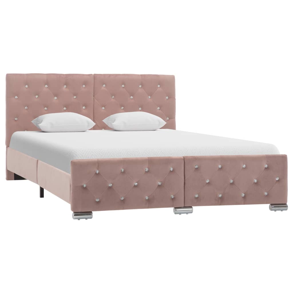 Cadru de pat, roz, 140 x 200 cm, catifea - Lando