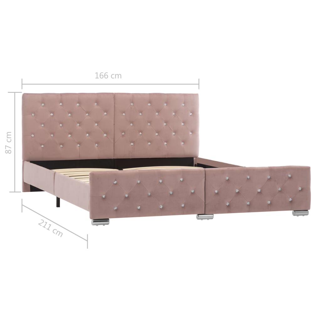 Cadru de pat, roz, 160 x 200 cm, catifea - Lando