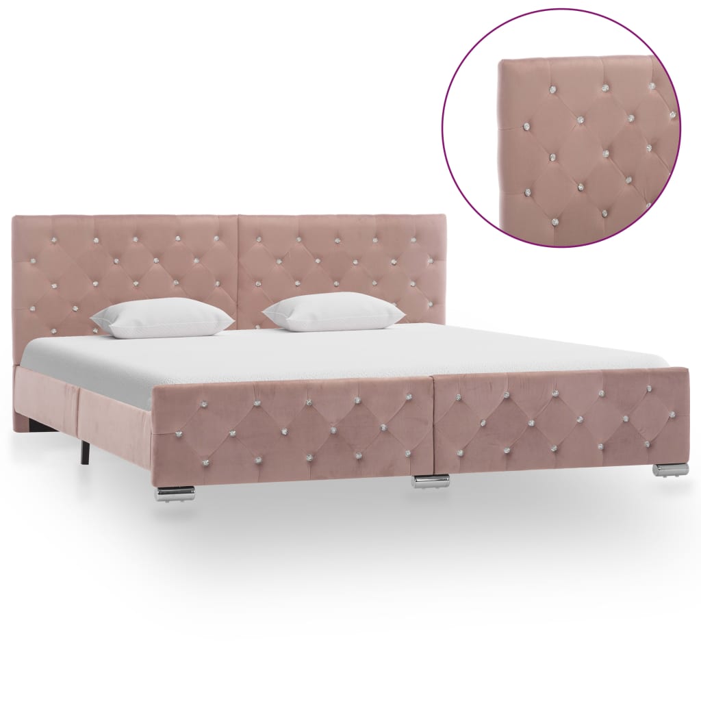Cadru de pat, roz, 180 x 200 cm, catifea - Lando
