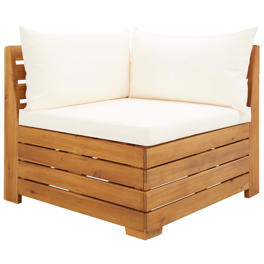 Canapea colț modulară cu perne, 1 buc., lemn masiv de acacia - Lando