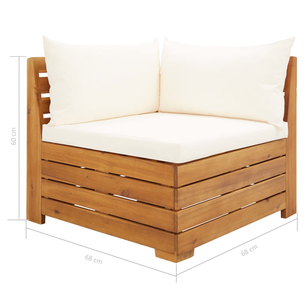 Canapea colț modulară cu perne, 1 buc., lemn masiv de acacia - Lando