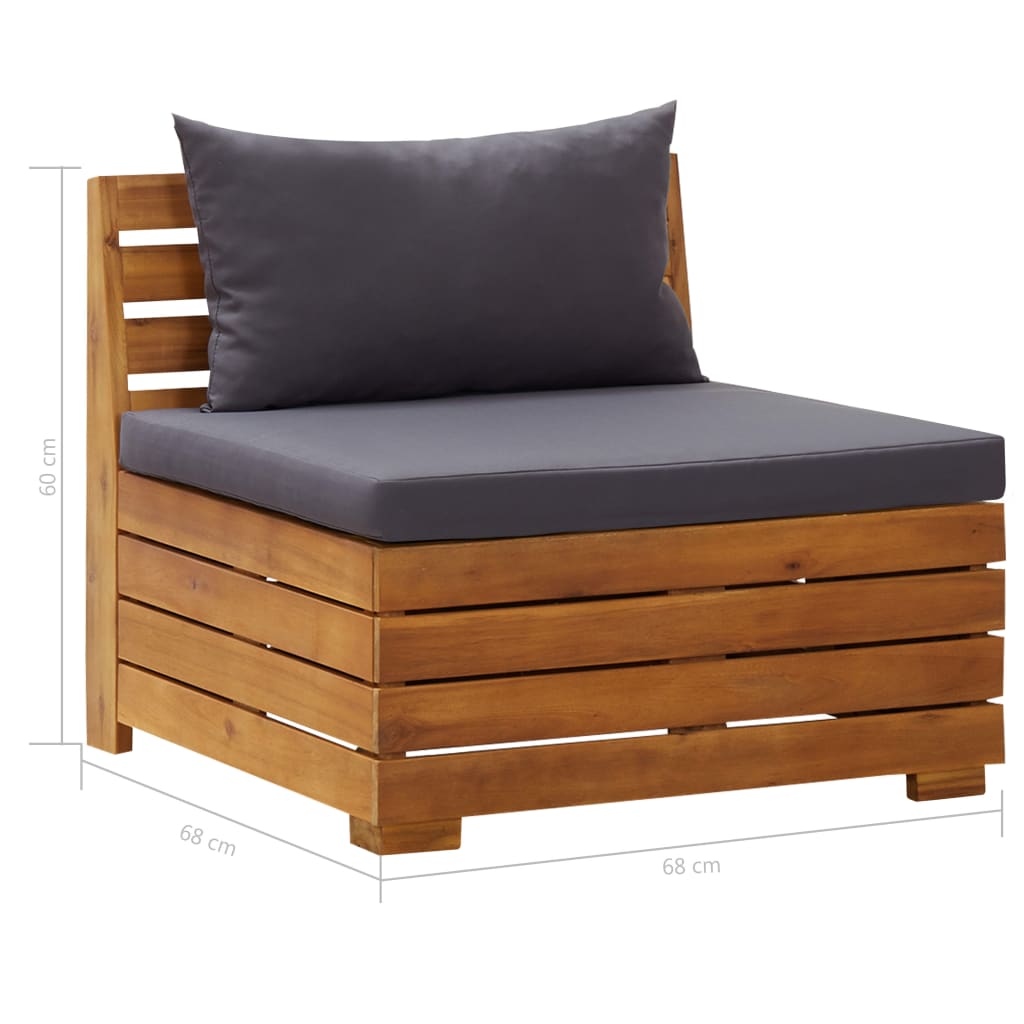 Canapea mijloc modulară cu perne, 1 buc., lemn masiv de acacia - Lando