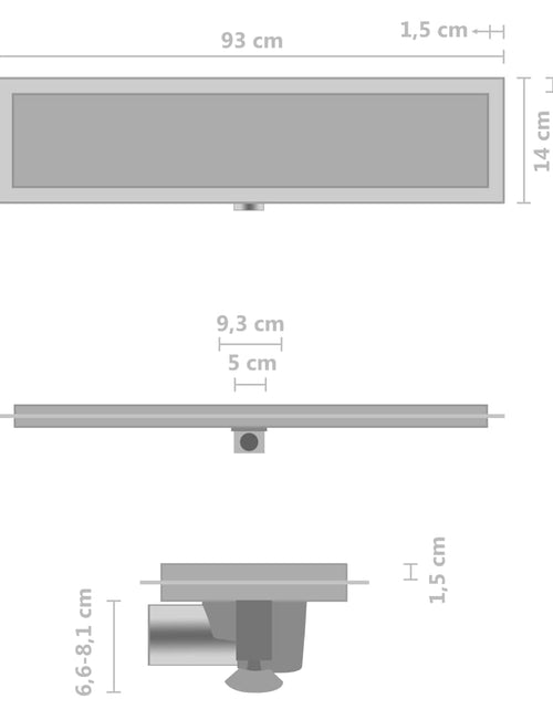 Încărcați imaginea în vizualizatorul Galerie, Rigolă de duș cu capac 2-în-1, 93 x 14 cm, oțel inoxidabil Lando - Lando
