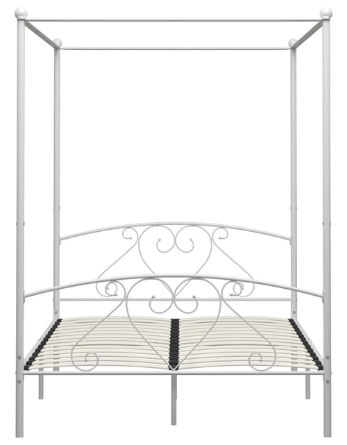 Încărcați imaginea în vizualizatorul Galerie, Cadru de pat cu baldachin, alb, 140 x 200 cm, metal - Lando
