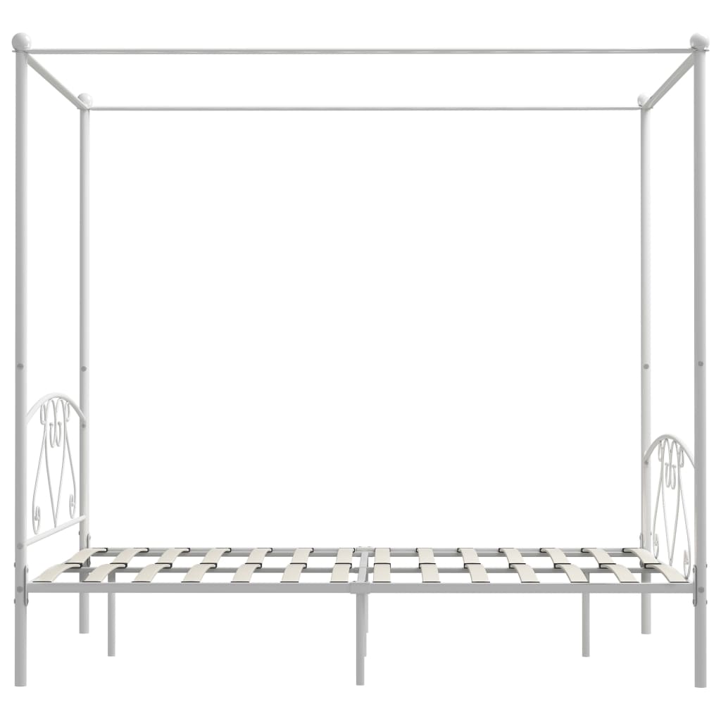 Cadru de pat cu baldachin, alb, 160 x 200 cm, metal - Lando