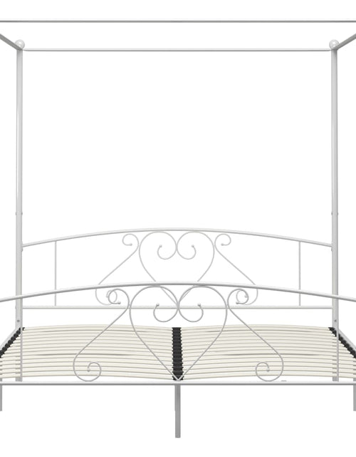 Încărcați imaginea în vizualizatorul Galerie, Cadru de pat cu baldachin, alb, 200 x 200 cm, metal - Lando
