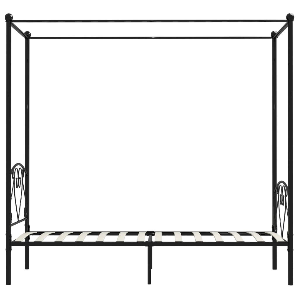 Cadru de pat cu baldachin, negru, 90 x 200 cm, metal - Lando