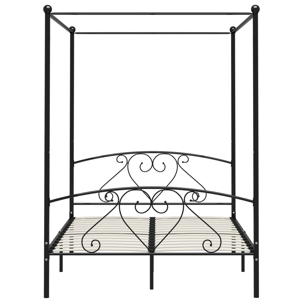 Cadru de pat cu baldachin, negru, 140 x 200 cm, metal - Lando