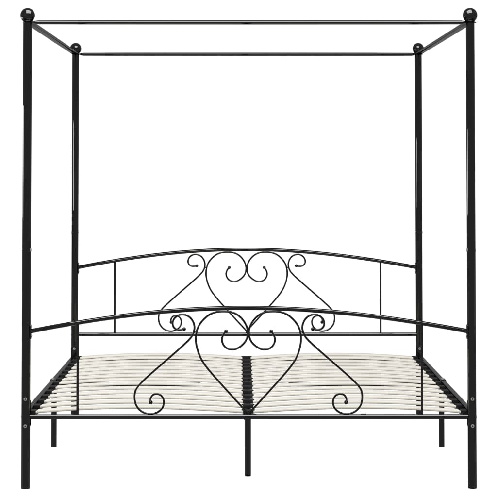 Cadru de pat cu baldachin, negru, 180 x 200 cm, metal - Lando