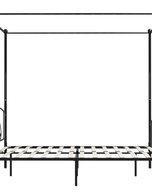 Încărcați imaginea în vizualizatorul Galerie, Cadru de pat cu baldachin, negru, 200 x 200 cm, metal - Lando
