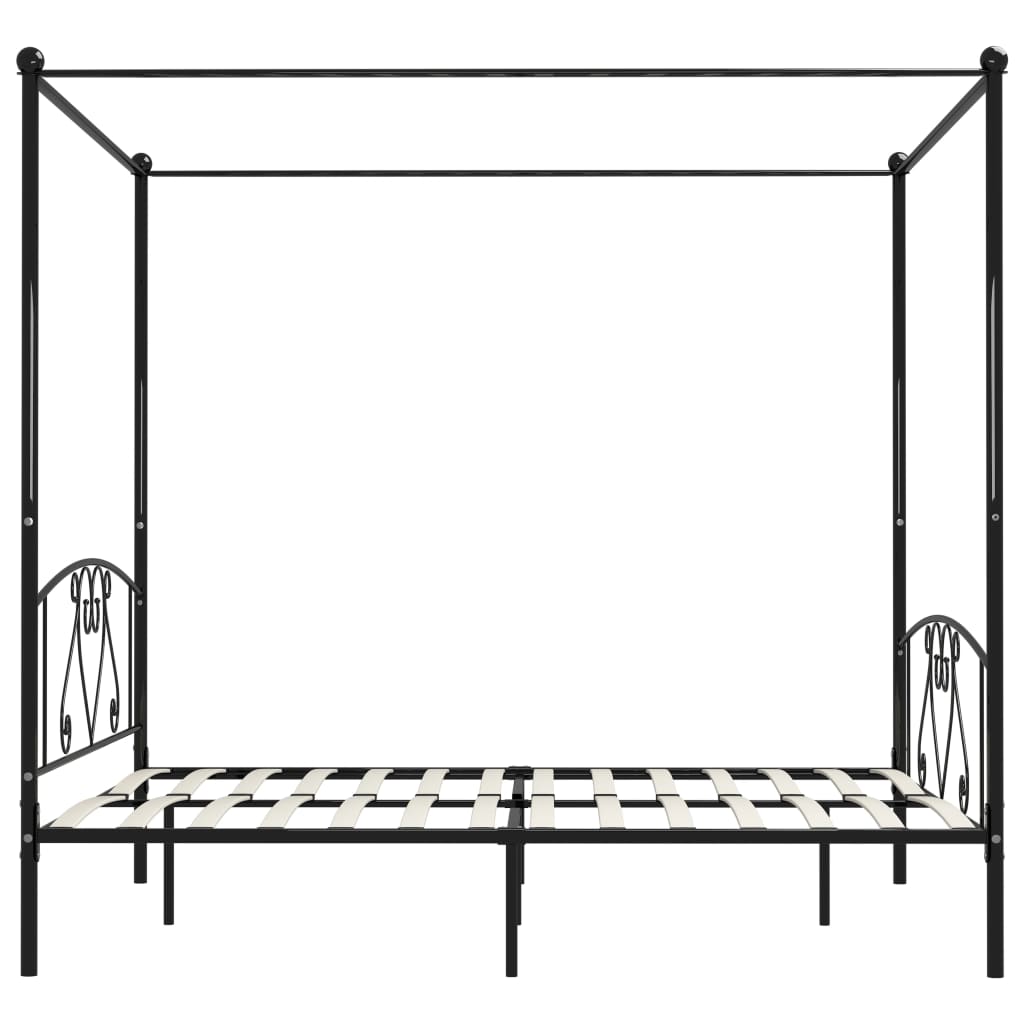 Cadru de pat cu baldachin, negru, 200 x 200 cm, metal - Lando