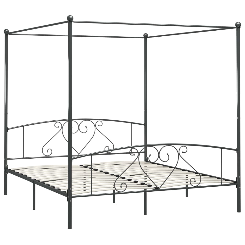 Cadru de pat cu baldachin, gri, 180 x 200 cm, metal - Lando