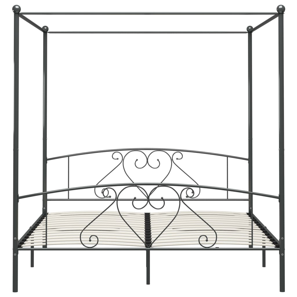 Cadru de pat cu baldachin, gri, 180 x 200 cm, metal - Lando