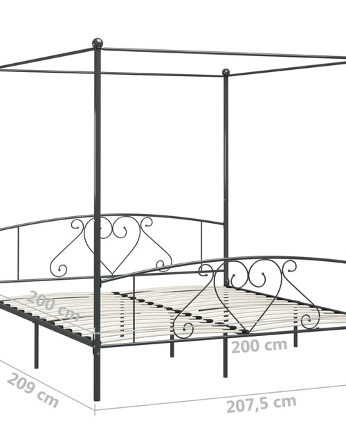 Încărcați imaginea în vizualizatorul Galerie, Cadru de pat cu baldachin, gri, 200 x 200 cm, metal - Lando
