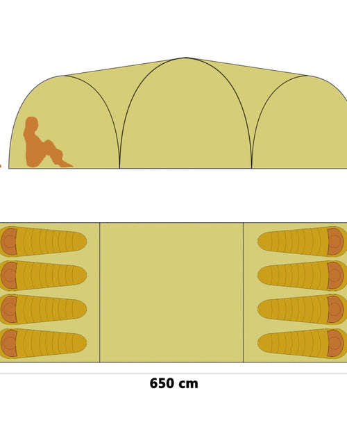 Încărcați imaginea în vizualizatorul Galerie, Cort camping tip iglu, 8 persoane, galben, 650 x 240 x 190 cm Lando - Lando

