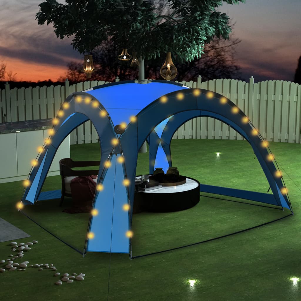 Cort petrecere cu LED & 4 pereți laterali albastru 3,6x3,6x2,3m Lando - Lando