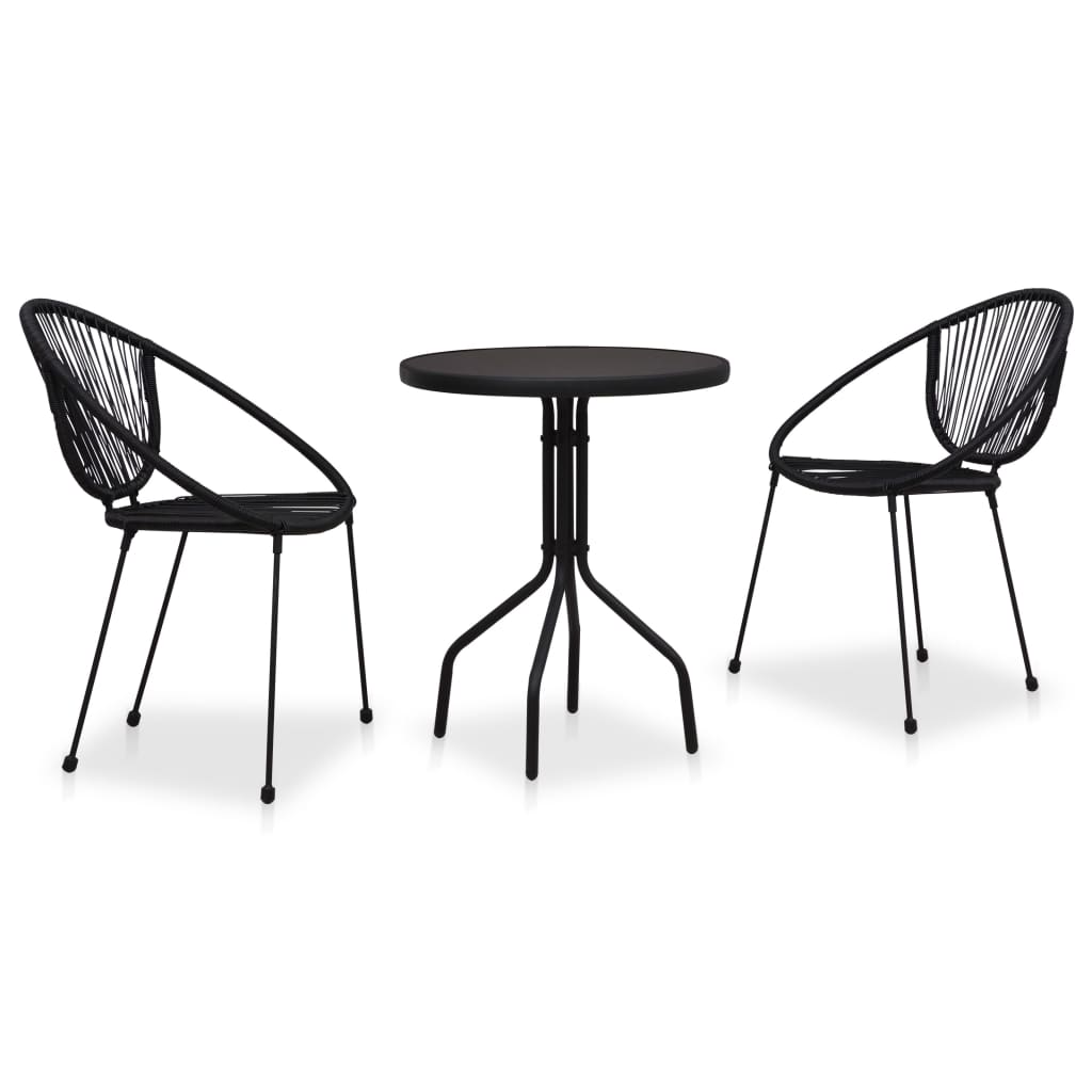 Set mobilier de bistro, 3 piese, negru, ratan PVC Lando - Lando