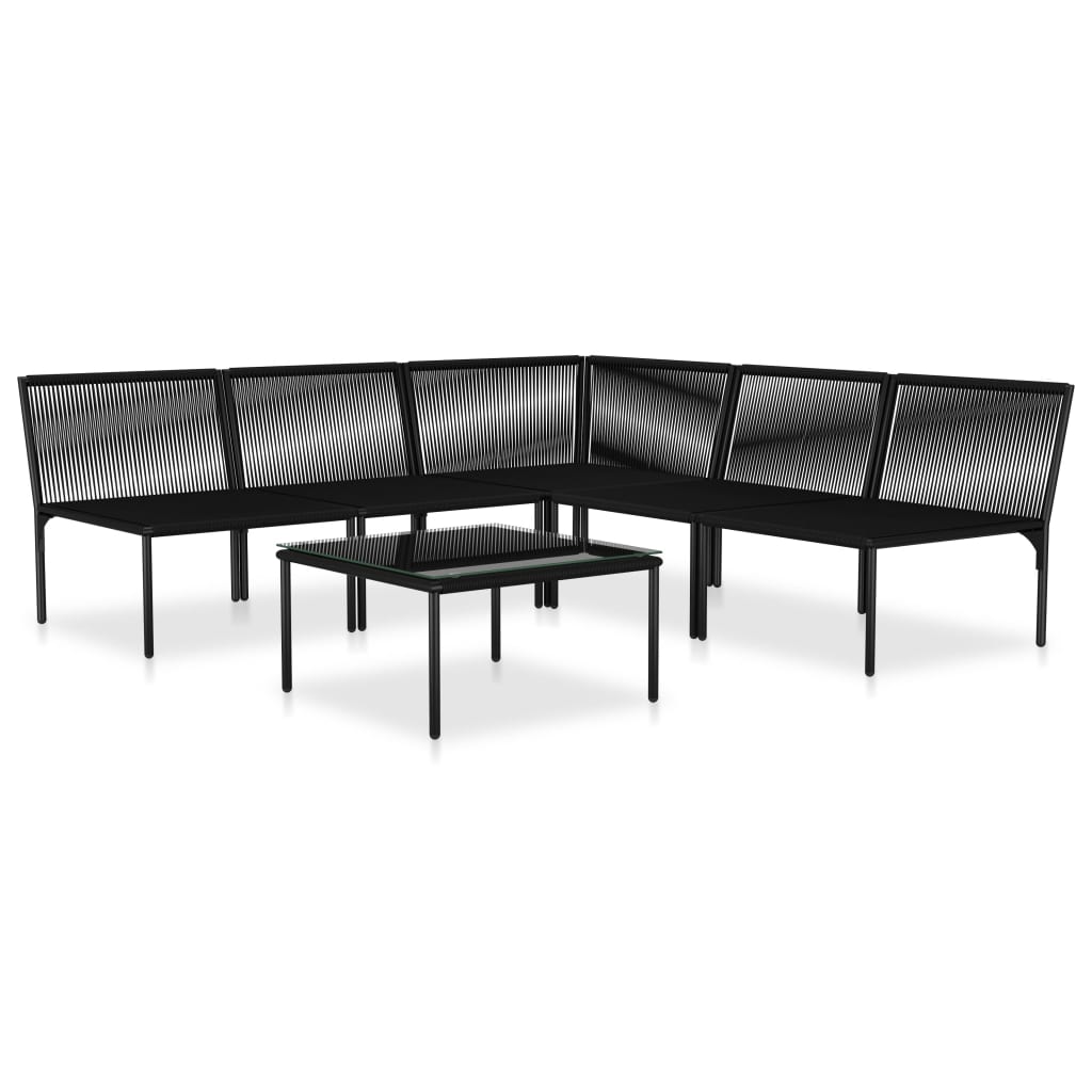 Set mobilier de grădină cu perne, 6 piese, negru, PVC Lando - Lando