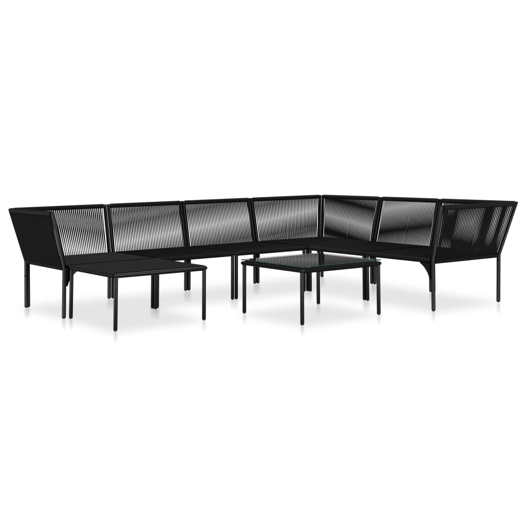 Set mobilier de grădină cu perne, 8 piese, negru, PVC Lando - Lando