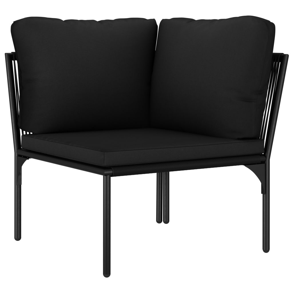 Set mobilier de grădină cu perne, 8 piese, negru, PVC Lando - Lando