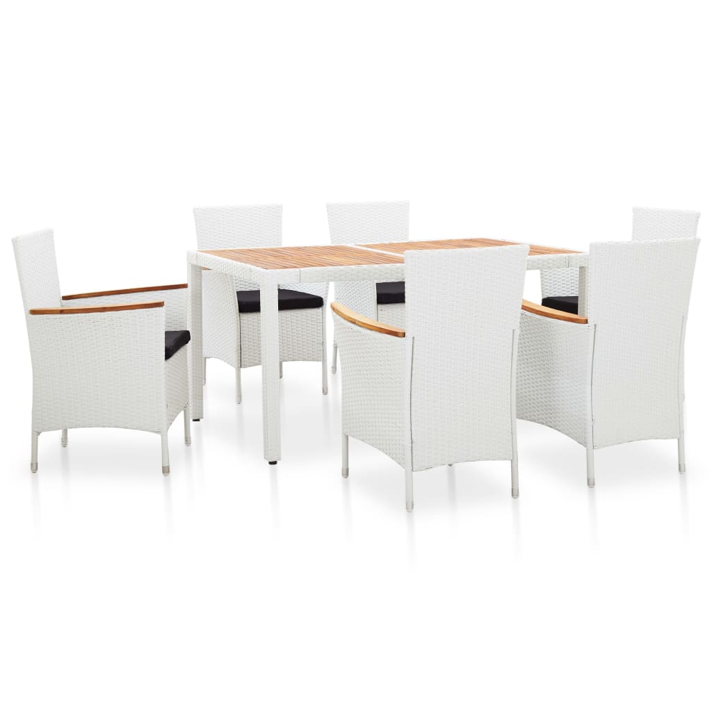 Set mobilier de exterior, 7 piese, alb, poliratan Lando - Lando