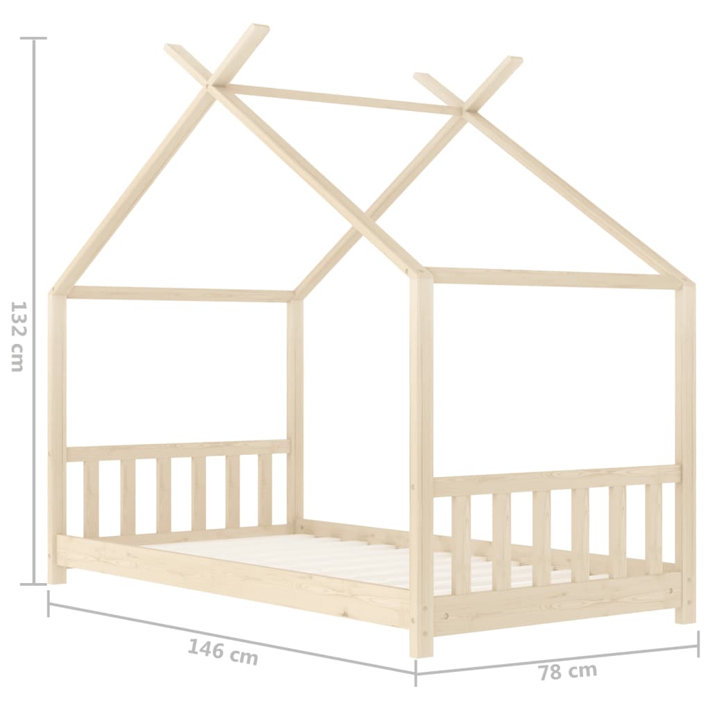 Cadru de pat pentru copii, 70 x 140 cm, lemn masiv de pin Lando - Lando