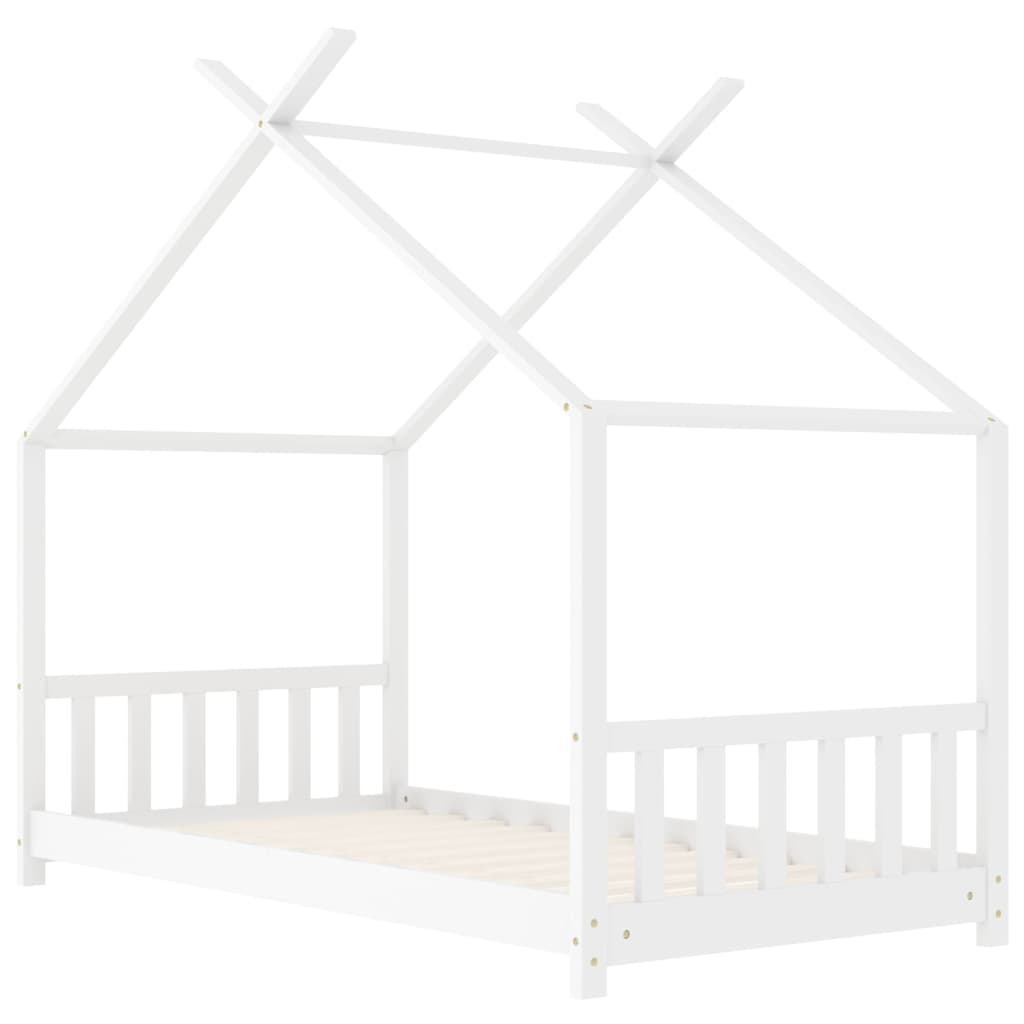 Cadru de pat pentru copii, alb, 70 x 140 cm, lemn masiv de pin Lando - Lando