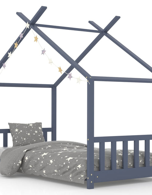 Încărcați imaginea în vizualizatorul Galerie, Cadru de pat de copii, gri, 70 x 140 cm, lemn masiv de pin Lando - Lando
