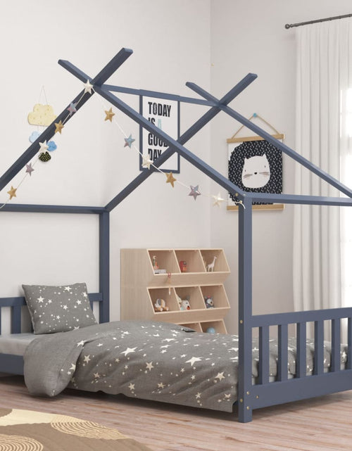 Încărcați imaginea în vizualizatorul Galerie, Cadru de pat de copii, gri, 80 x 160 cm, lemn masiv de pin Lando - Lando
