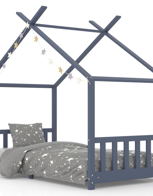 Încărcați imaginea în vizualizatorul Galerie, Cadru de pat pentru copii, gri, 90 x 200 cm, lemn masiv de pin Lando - Lando
