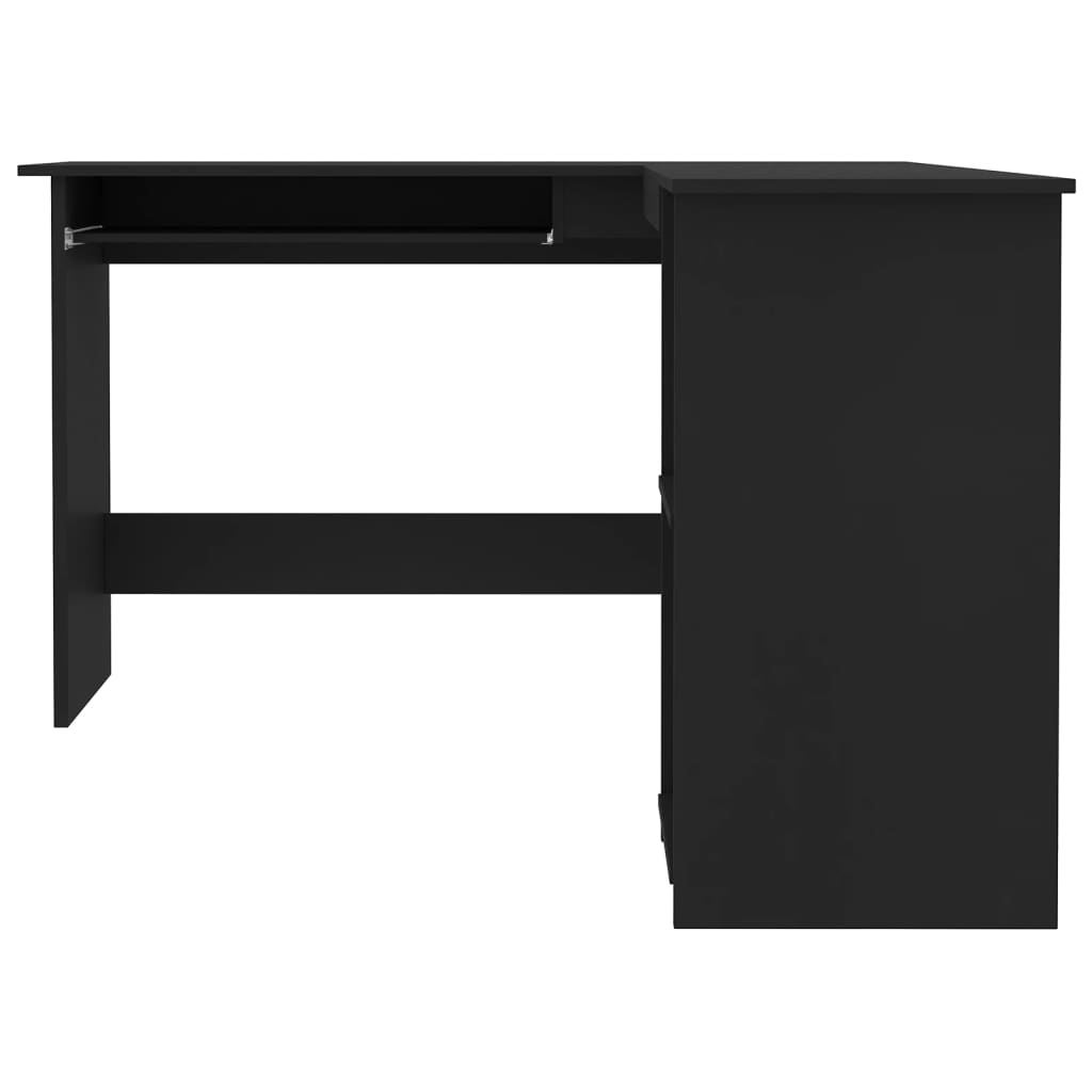 Birou de colț în formă de L, negru, 120 x 140 x 75 cm, PAL - Lando