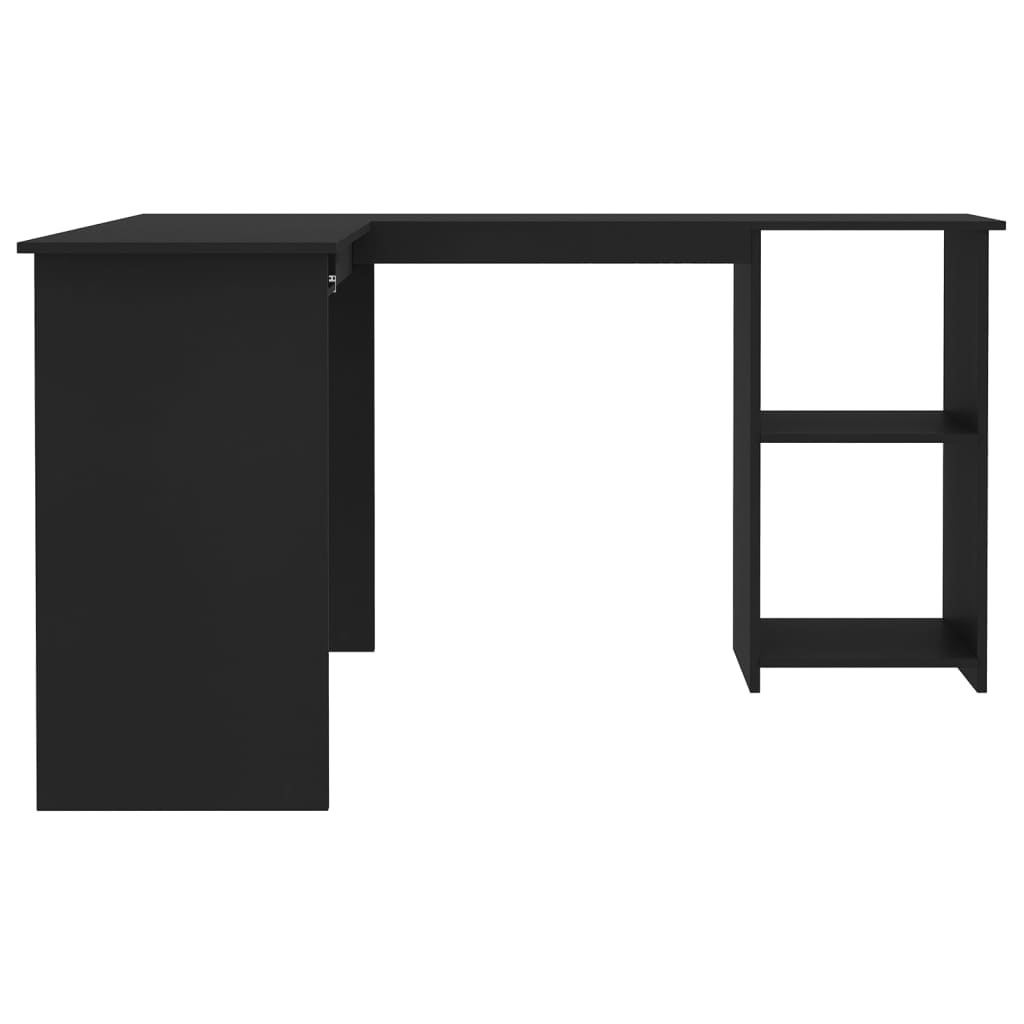 Birou de colț în formă de L, negru, 120 x 140 x 75 cm, PAL - Lando