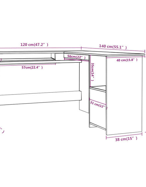 Încărcați imaginea în vizualizatorul Galerie, Birou de colț în formă de L, stejar Sonoma, 120x140x75 cm, PAL - Lando
