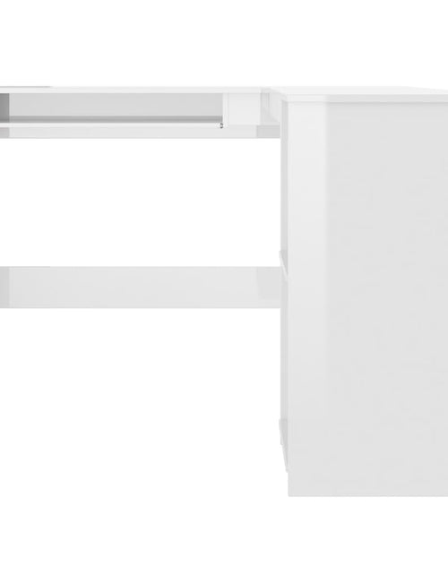 Încărcați imaginea în vizualizatorul Galerie, Birou de colț în formă de L alb extralucios 120x140x75 cm PAL - Lando
