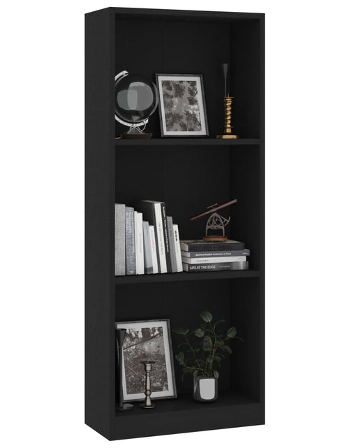 Încărcați imaginea în vizualizatorul Galerie, Bibliotecă cu 3 rafturi, negru, 40x24x108 cm, PAL Lando - Lando
